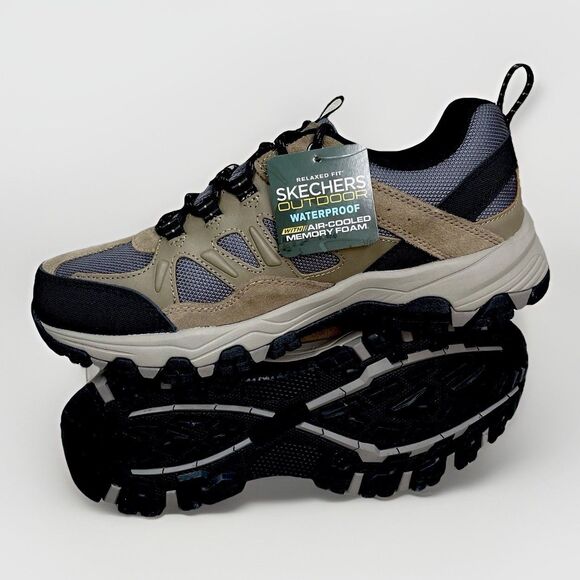 Skechers Selmen Enago Men 8.5 Hiking Shoes Tan Brown Black Waterproof Relaxed main image 5